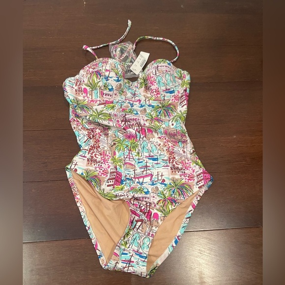 nwt j crew factory mercantile Colorful one piece Printed Swimsuit size 2 - Picture 1 of 6